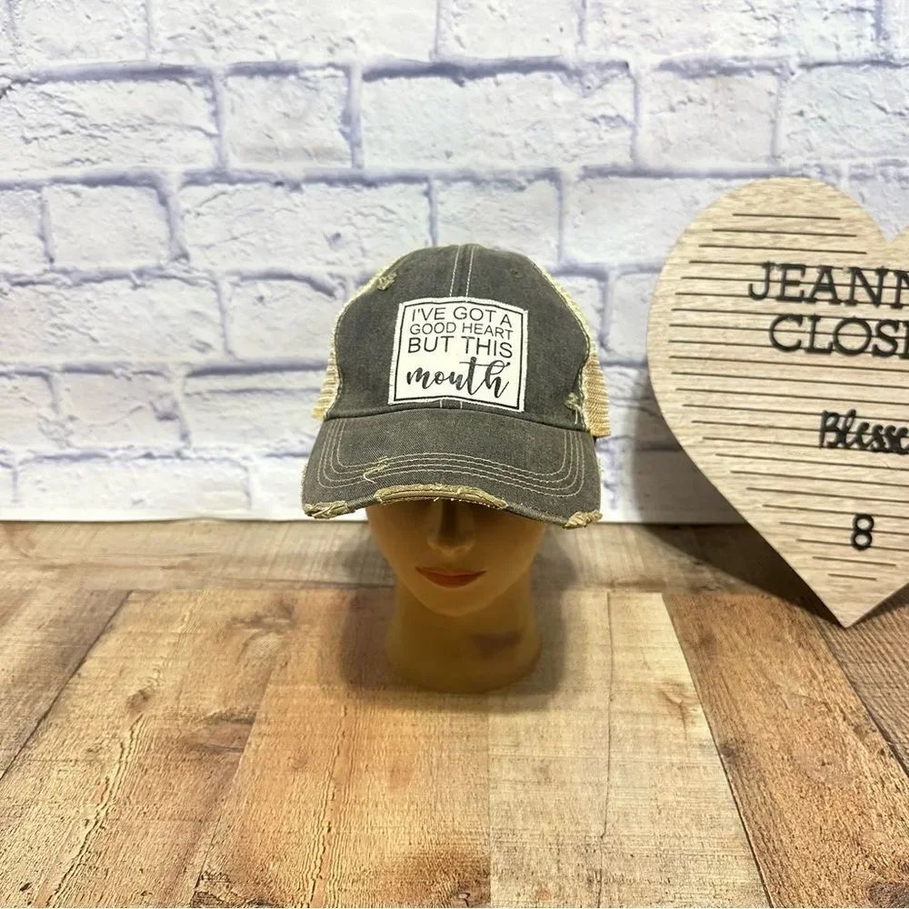 I've Got A Good Heart But This Mouth / Distressed Trucker Cap / Women's Trucker